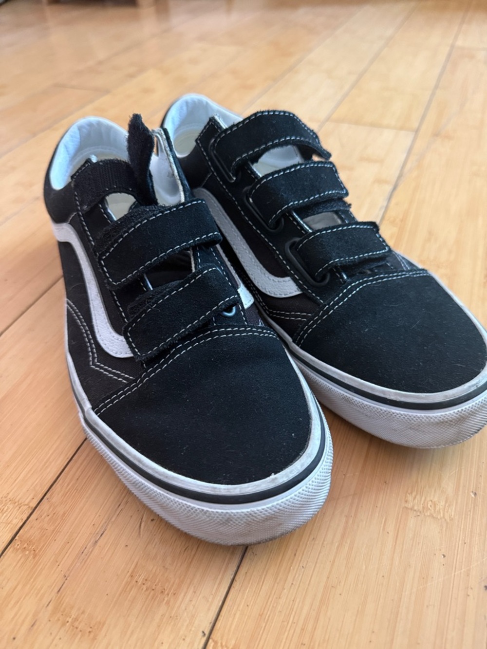 Vans Black and White Velcro Old Skool Sneakers